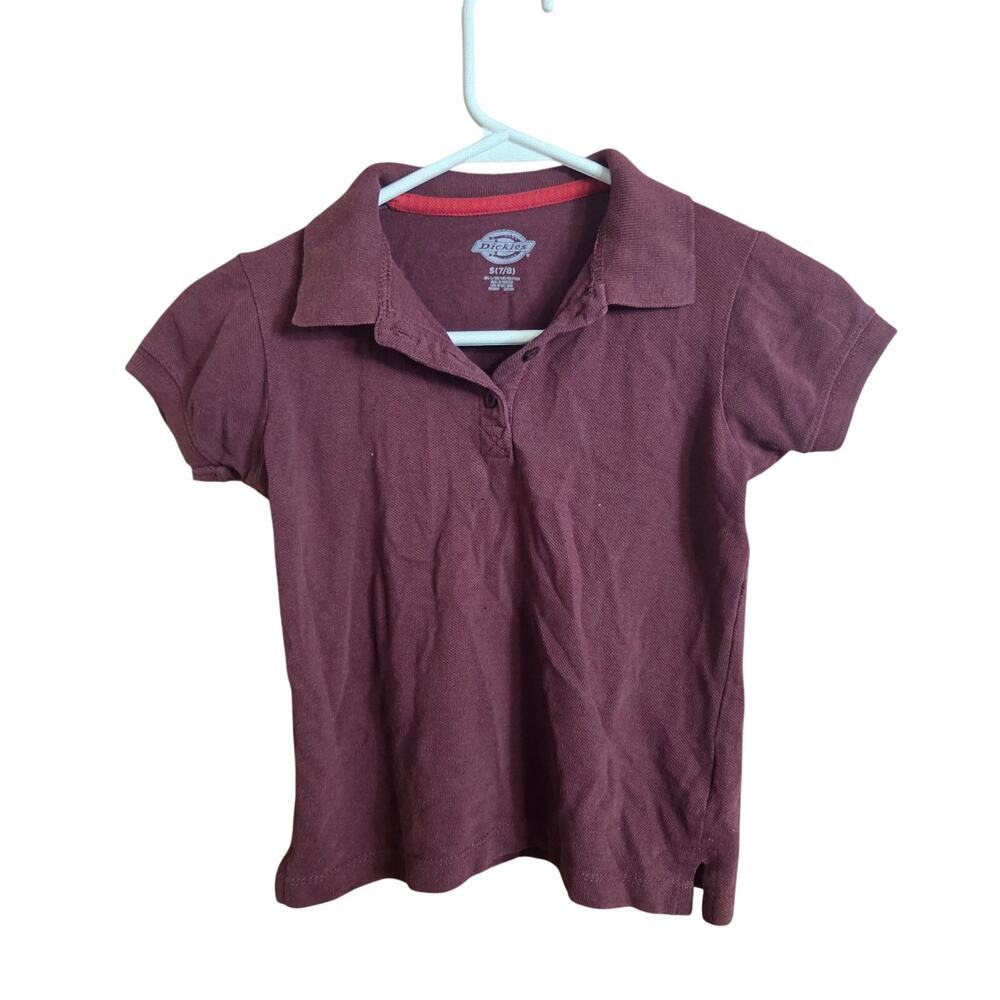 Dickies Maroon Burgundy Polo Shirt Kids Size S 7/8